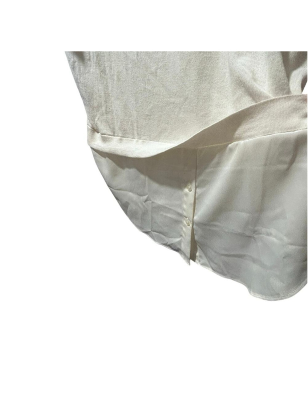 Ann Taylor Cream Layered Knit Chiffon Hem Tunic Top Large - Picture 6 of 6